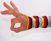 Super Bright Rainbow Stripe Cuffs - Arm Warmers