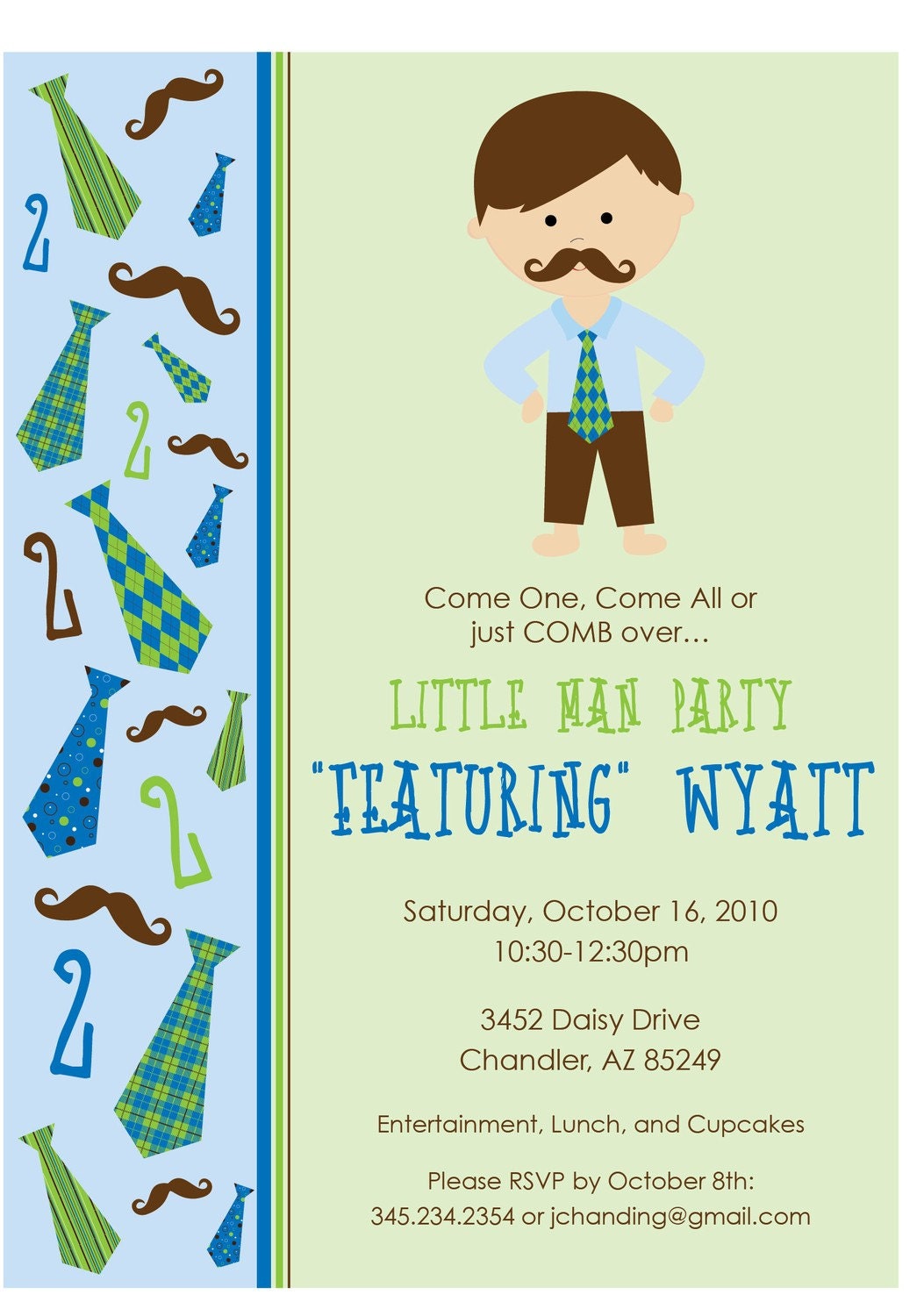 Little Man - Custom Photo Birthday Invitation Invite for any age