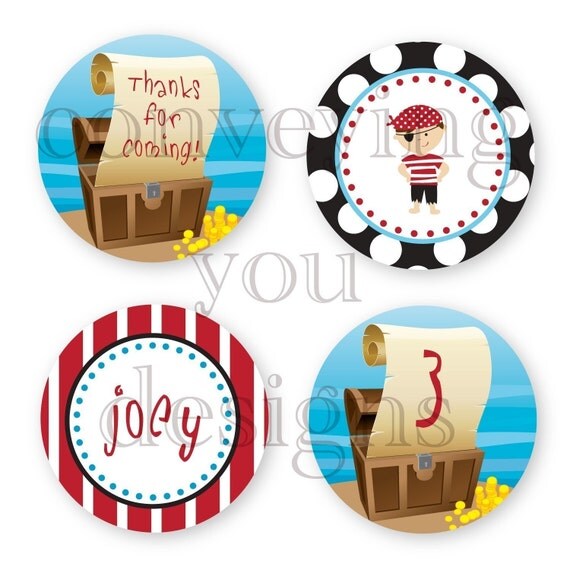 Pirate Party - Customized DIY You Print Favor Tags, Cupcake Toppers, Decorative Circles Il_570xn