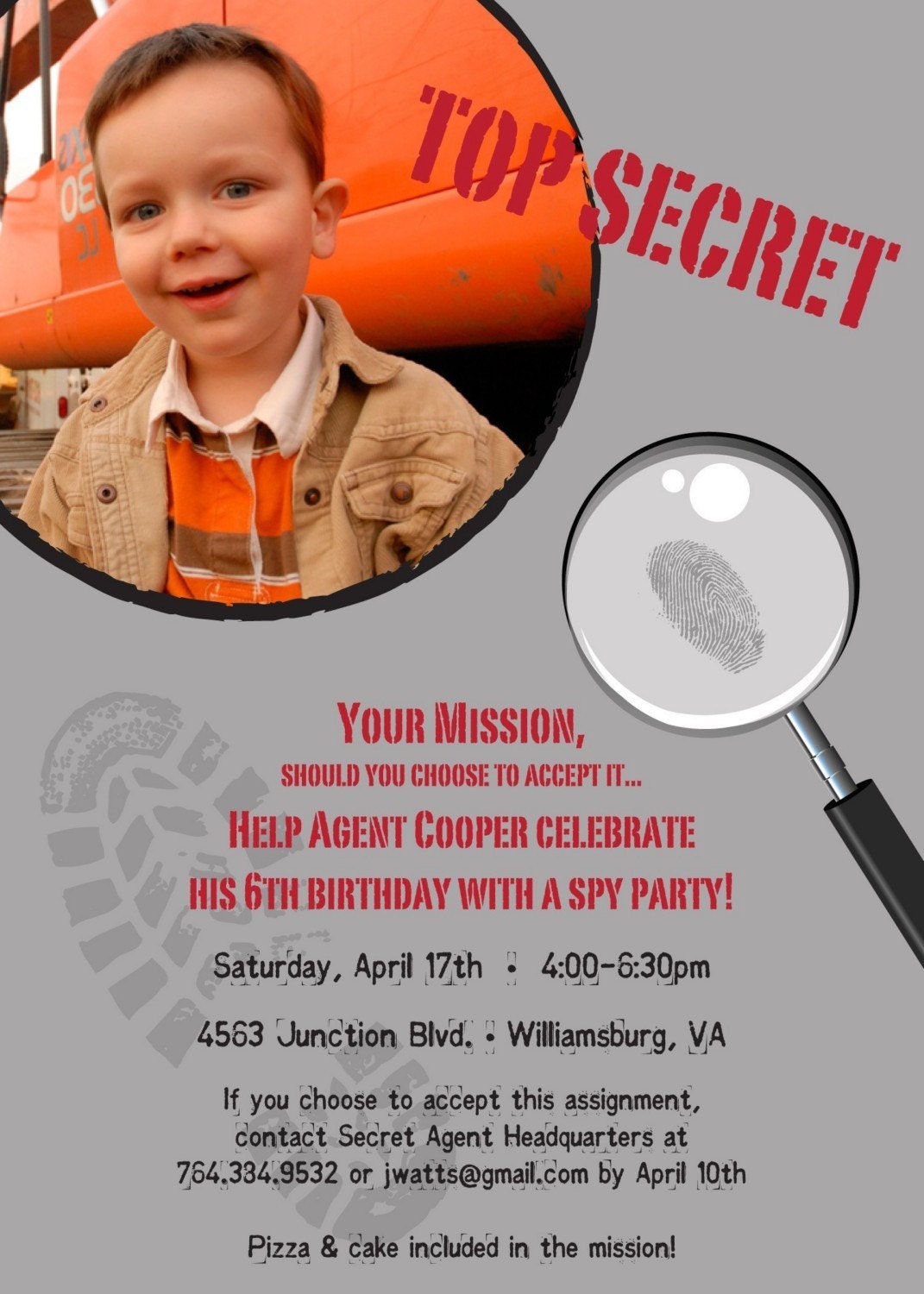 Spy Party - Custom Photo Birthday Invitation for any Age Il_570xn