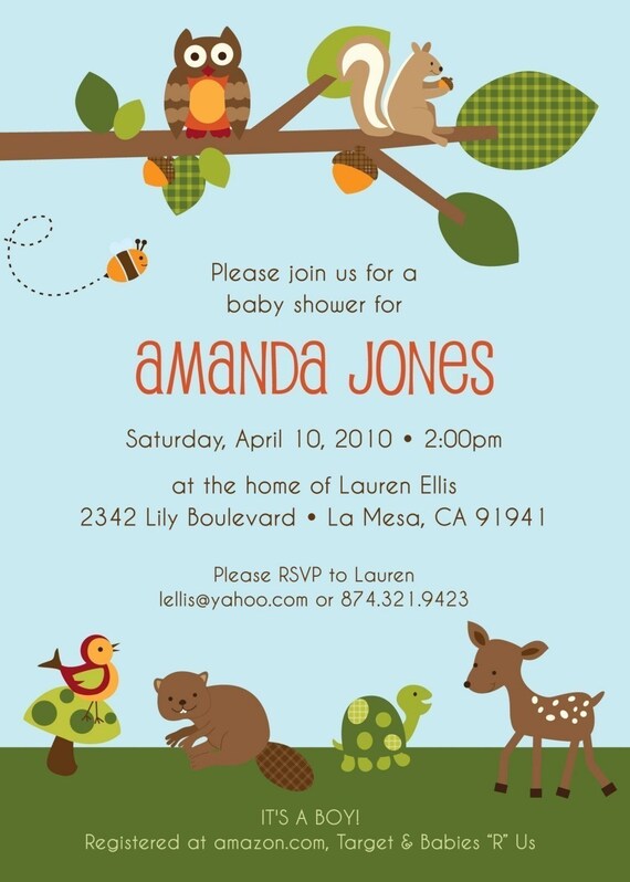 Enchanted Forest - Custom Baby Shower Invitation, boy, girl, neutral Il_570xn