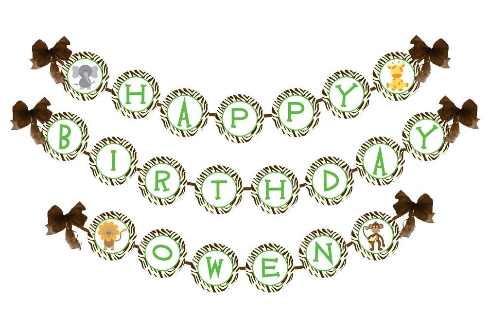 It's a Jungle Out There - Customized DIY You Print Birthday Circle Banner Il_570xn