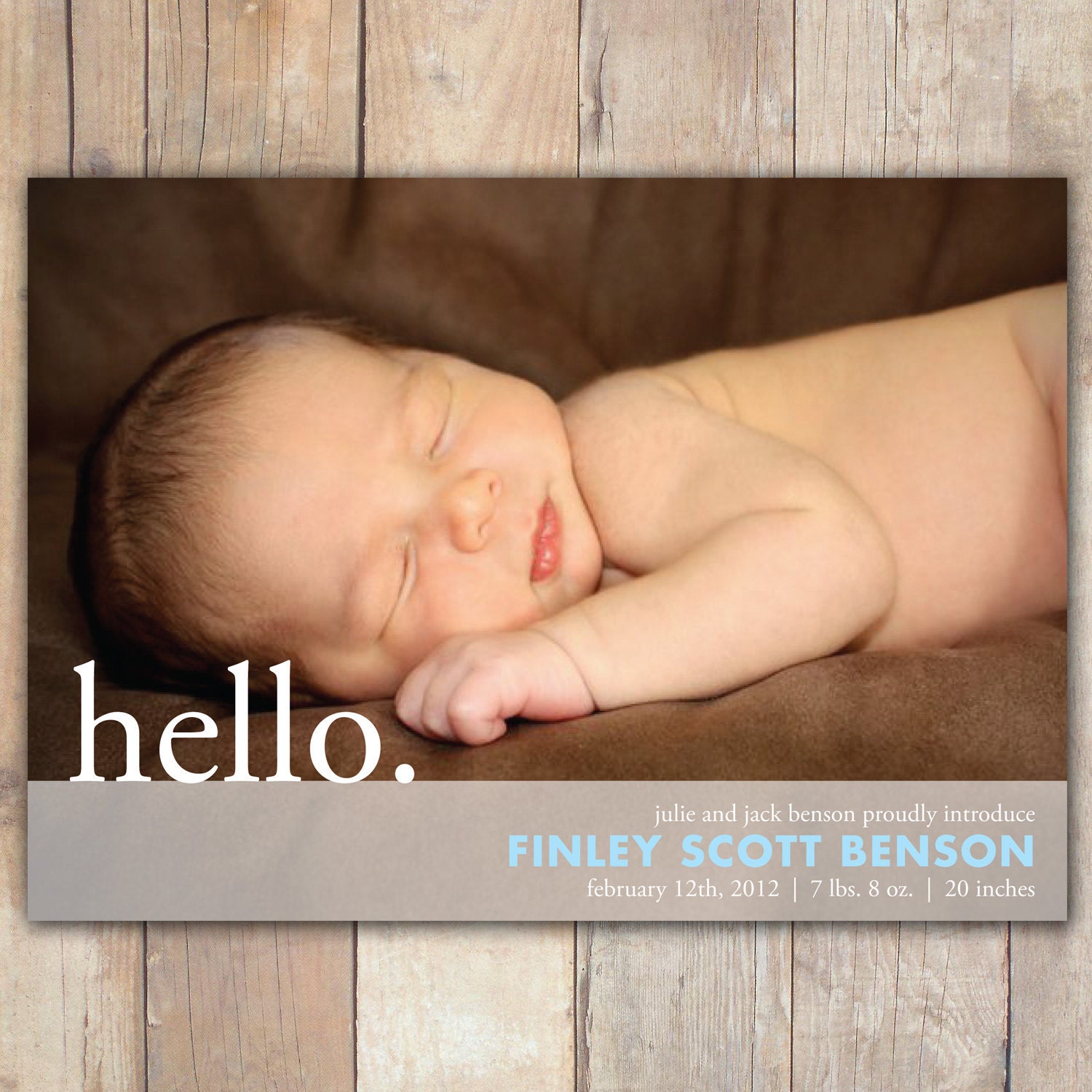 Hello Boy - Custom Photo Baby Birth Announcement Il_570xn