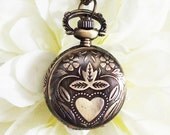 pocket watch necklace . bronze . the time traveler series