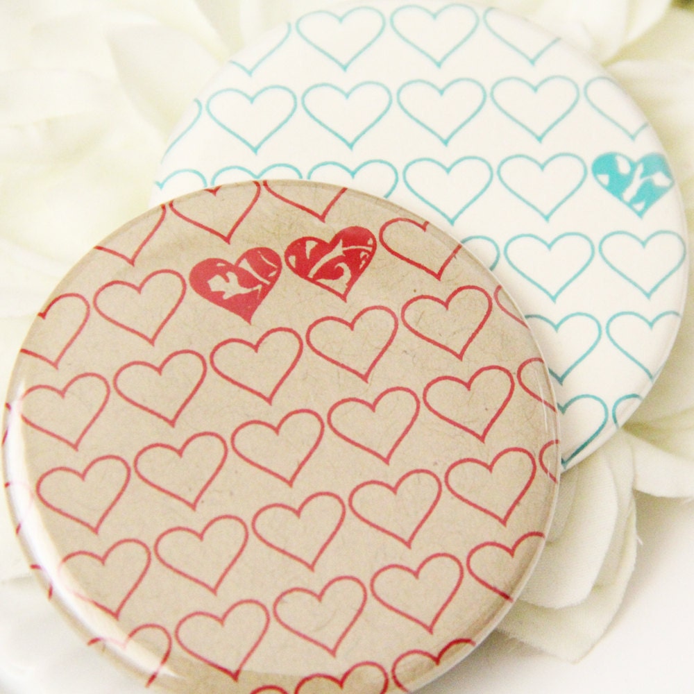 pocket mirror set . random hearts
