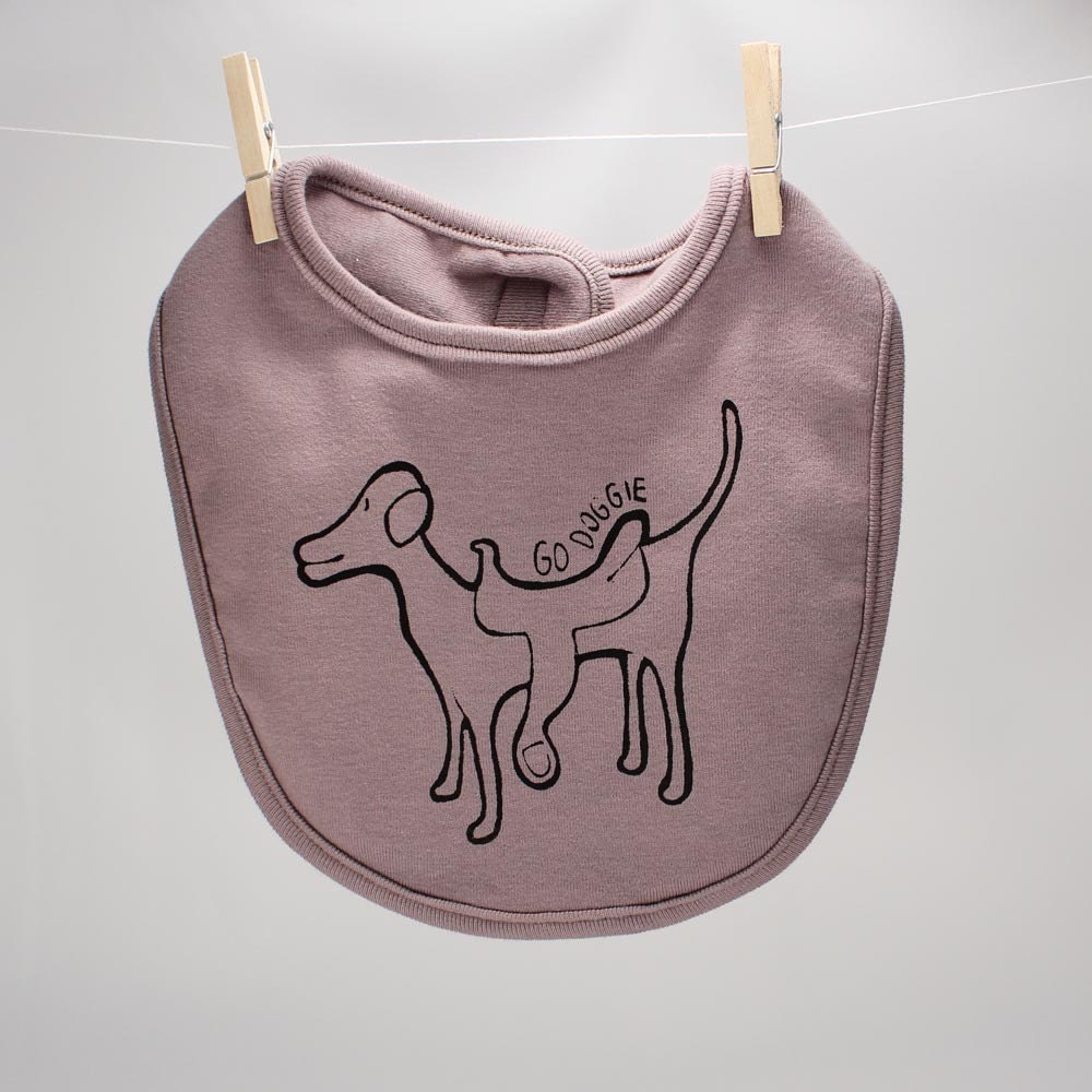 Organic bib dog print go doggie screen printed