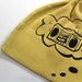 organic Baby hat Boom box screen printed baby thought dijon with black ink