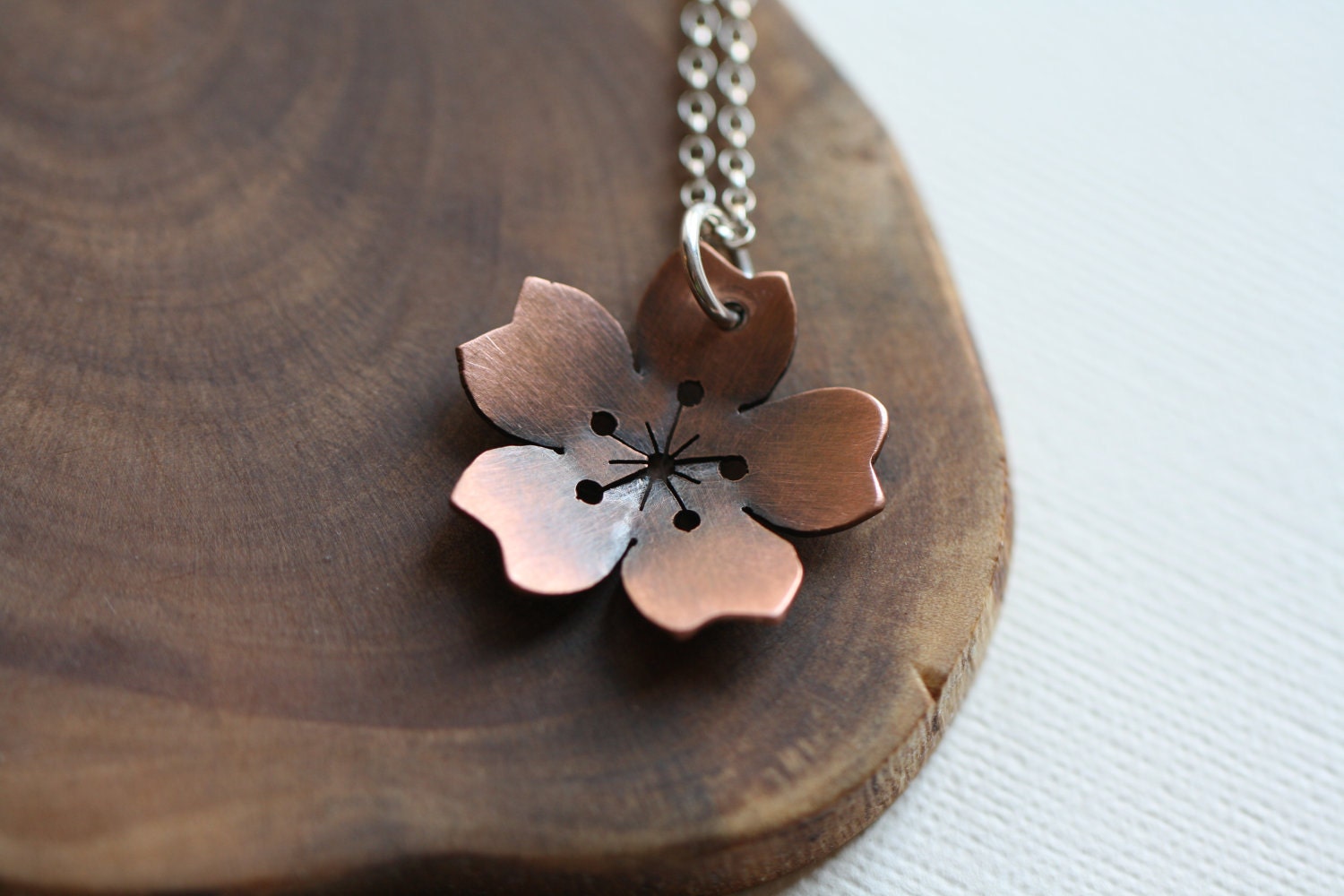 Large Cherry Blossom necklace in copper