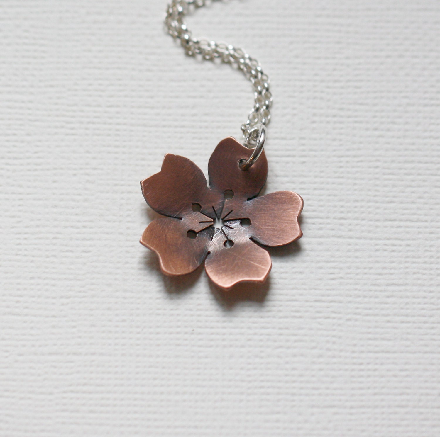 Large Cherry Blossom necklace in copper