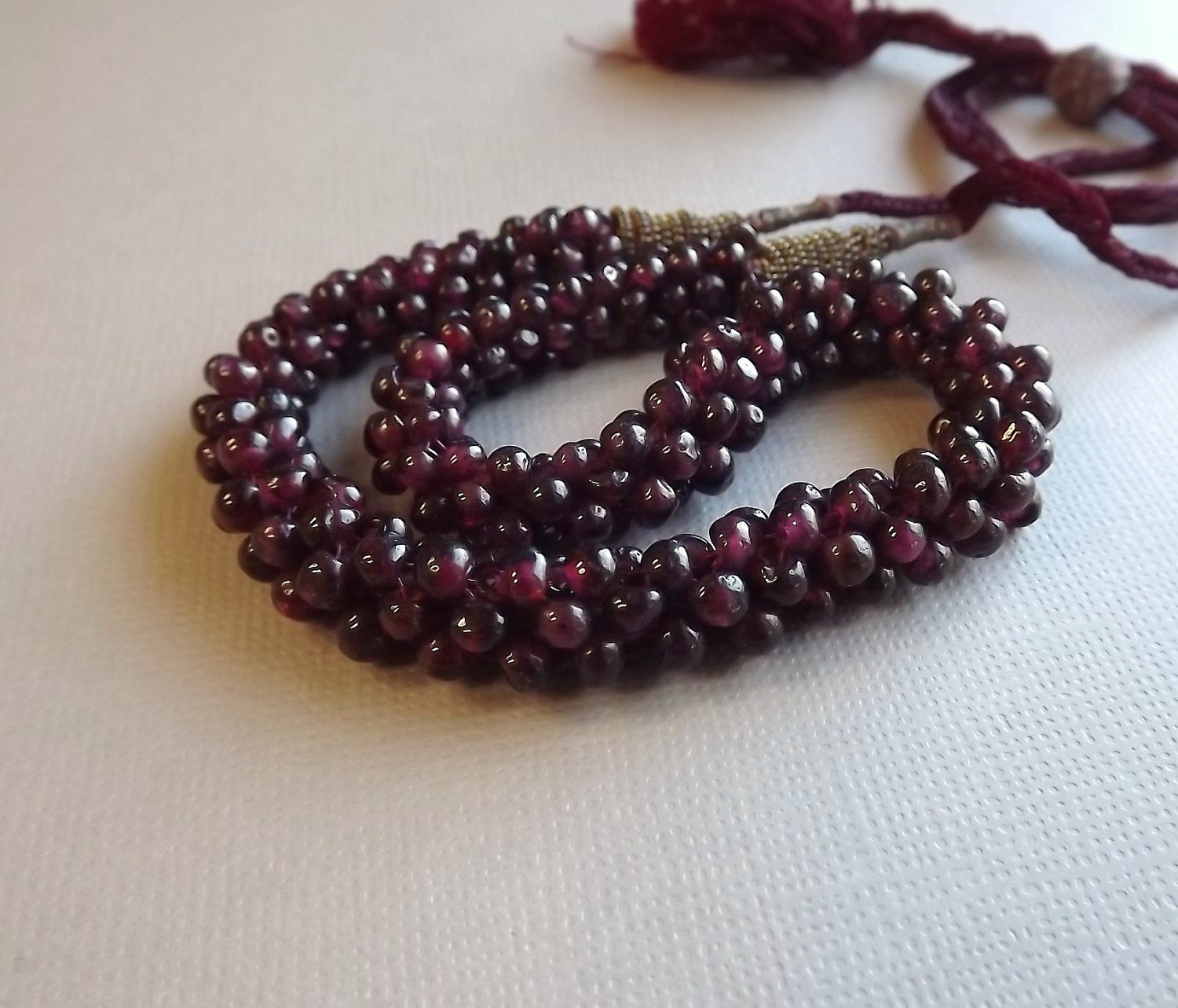 Victorian Garnet Necklace Asian Gourd Stitch Pomegranate Jewelry