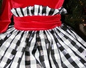 Holiday Plaid and Red Velvet Dress For Little Girl. Ready to ship. Order now