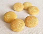 Fabric Buttons - Yellow Marble - 6 Small Sunny Fabric Covered Buttons
