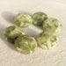 Fabric Covered Buttons - Springtime Green Flowers - 6 Small Floral Fabric Buttons - Light Green Flowers and Leaves on Beige