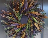 Year Round Eucalyptus Wreath- Purple, Amber and Sage- Dried Floral Wreath- Eucalyptus Fragrance- Natural Eucalyptus Oil