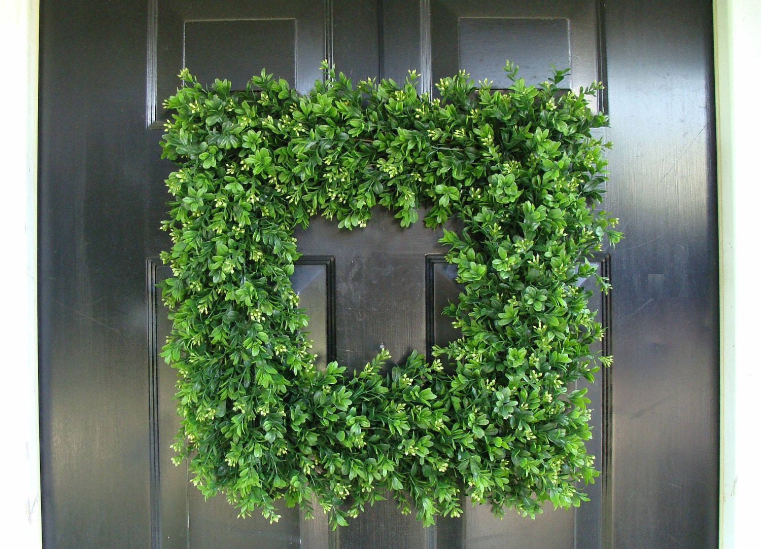 20 inch Faux Square Boxwood Wreath, Faux Boxwood, Square Outdoor Wreath,  Front Door Decor, Wedding Wreath