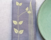 Napkins - Gray Linen Screen Printed Botanical