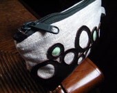 CLEARANCE - Linen and Leather Wristlet - Gray Green