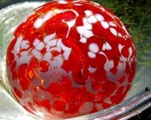 Hand blown glass float (medium) - Red and White