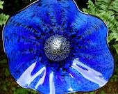 Hand blown glass flower (small) - Cobalt (opaque)