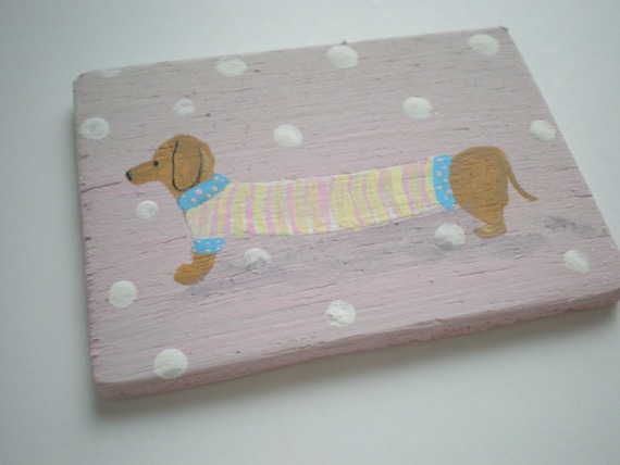 Dachshund Weiner Dog Painting  Dollhouse 1 Inch Scale Handpainted