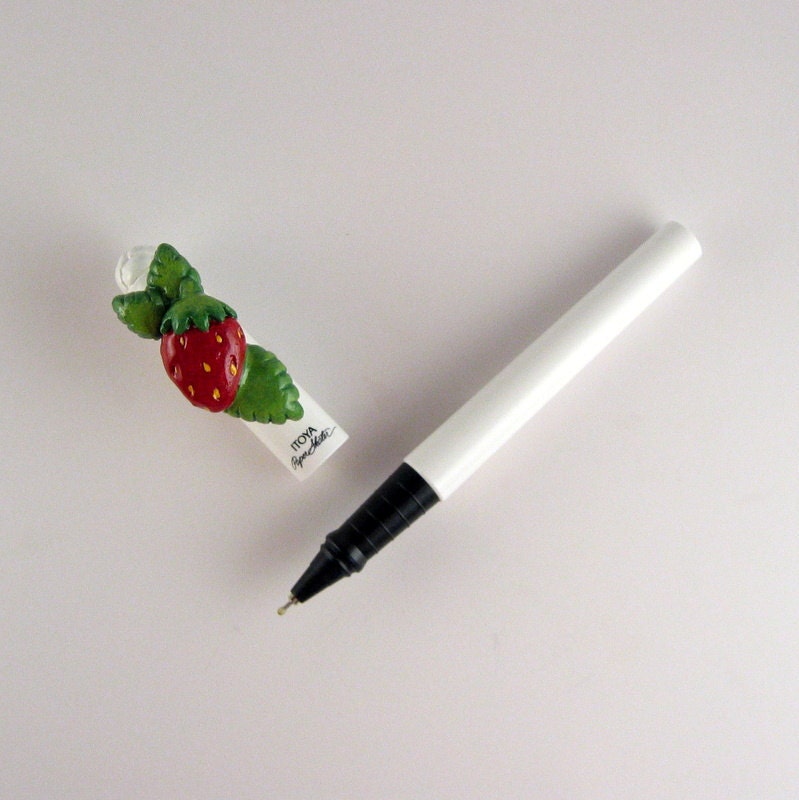 Writing Pen - Strawberry pen, cute office gift, graduation gift, pen pal, handwriting, stationery, fruit, fake food