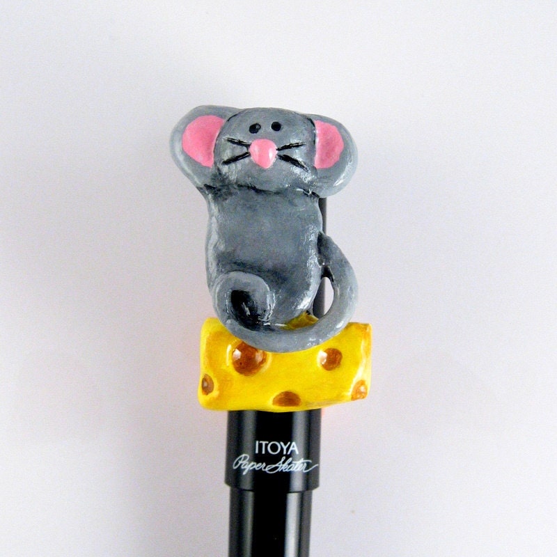 Writing Pen - Cute Mouse sitting on cheese, handwriting, graduation gift, pen pal gift, gel-ink pen, office, writing instrument