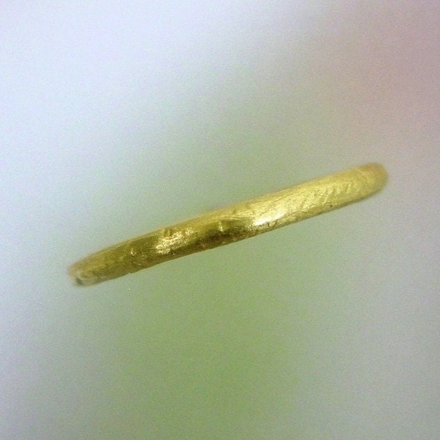 Womens Thin Wedding Band, 18k Yellow Gold, Rustic Texture, Simple Matte Gold, Stacking ring, Made to order