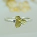 Hydrangea Blossom Diamond Engagement Ring, Stacking Ring, Sterling Silver, 18k Gold Flower, Made to order