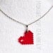 8bit LOVE laser-cut acrylic pixel heart necklace - translucent red