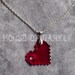 8bit LOVE laser-cut acrylic pixel heart necklace - translucent red