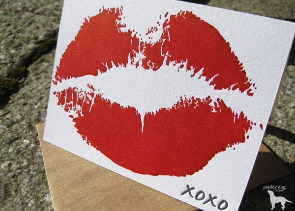 Hot Lips - Letterpress Greeting / Single Card