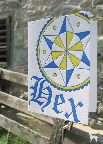 Letterpress Greeting Card - Hex Sign for Love Friendship Birthday Well Wishes etc.
