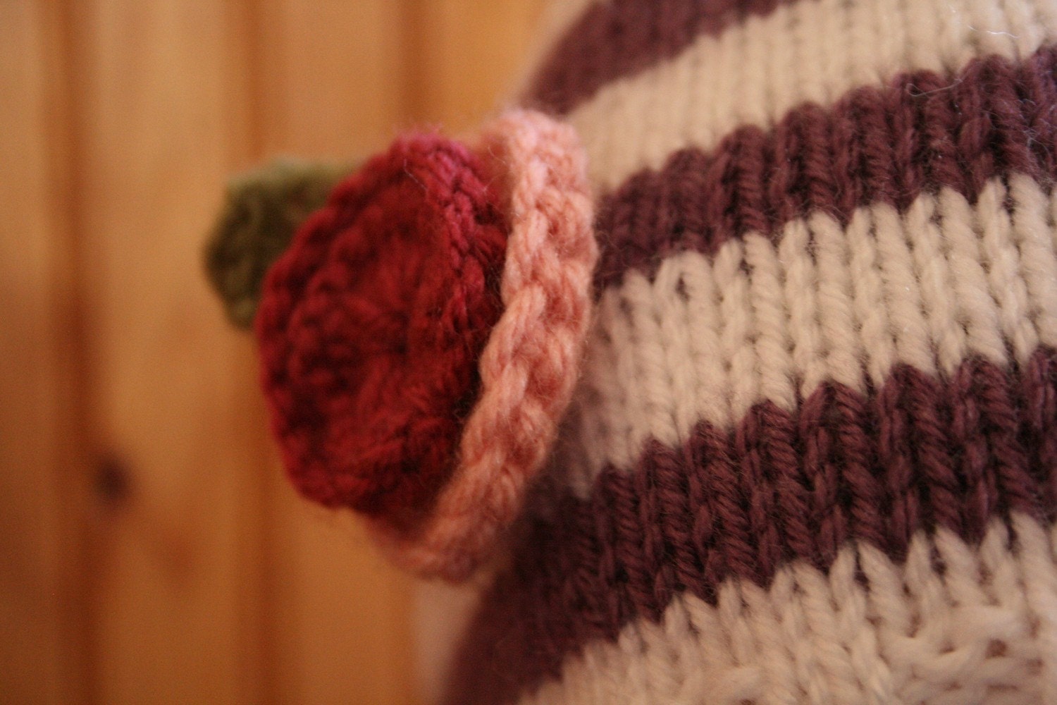 The Lolly - Custom knit striped flower hat, newborn to 4T, choose size and colours