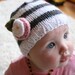 The Lolly - Custom knit striped flower hat, newborn to 4T, choose size and colours