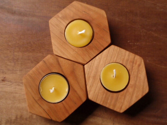 beehive modular candle holder - (set of three) modern cherry candle holders