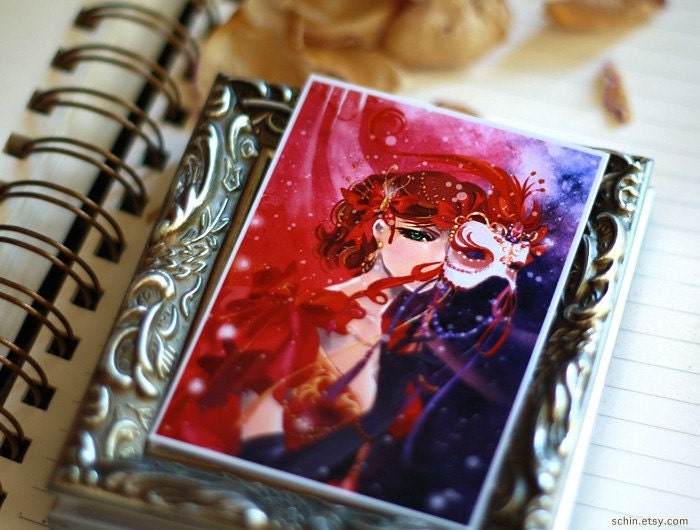 ACEO. Mysterious Stranger. Venetian mask masquerade art