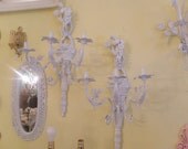 huge wall scone pair gloss white french rococo shabby chic prairie french cottage