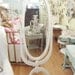 shabby chic mirror Cheval standing floor white distressed roses boudoir cottage prairie made to order