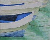 Cancun Boats Greeting Cards by Nan Henke 4 1/4 x 5 1/2 inch  (a set of 4) Blank