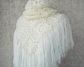 EXPRESS DELIVERY  Ivory Mohair Triangle Marguerite Bridal Shawl