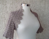 EXPRESS DELIVERY, Taupe Dreamy Crochet Shrug - Nr : 02