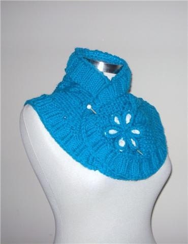 Natural Turquoise  Blue Braiding Cozy Cowl   Outerwear