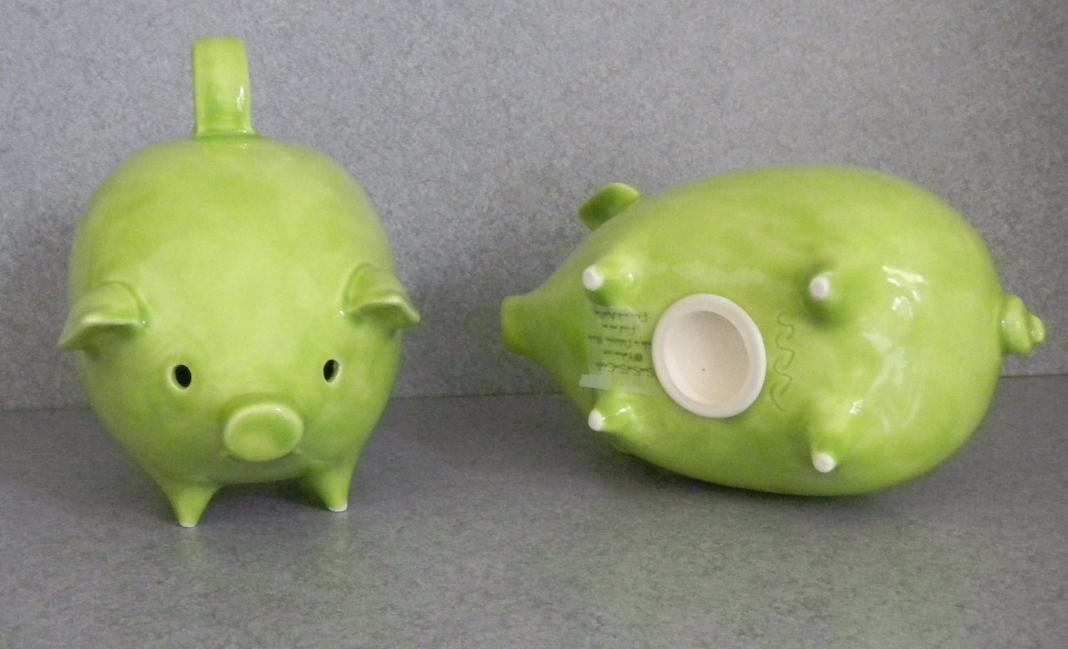 Vintage Neon green Ceramic Piggy Bank ------------- Ready to Ship Pig