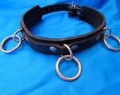 Heavy Duty Leather Collar w/Tripple O Rings, hand made, 13" around at largest setting, great for medium size dog
