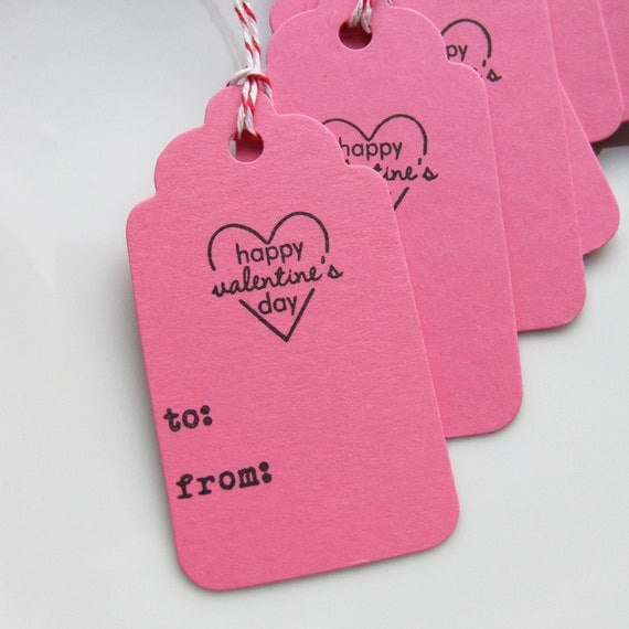 Happy Valentine's Day Tags Heart - Set of 8 - Custom Colors Available - Valentine Party Favor Tags Il_570xn