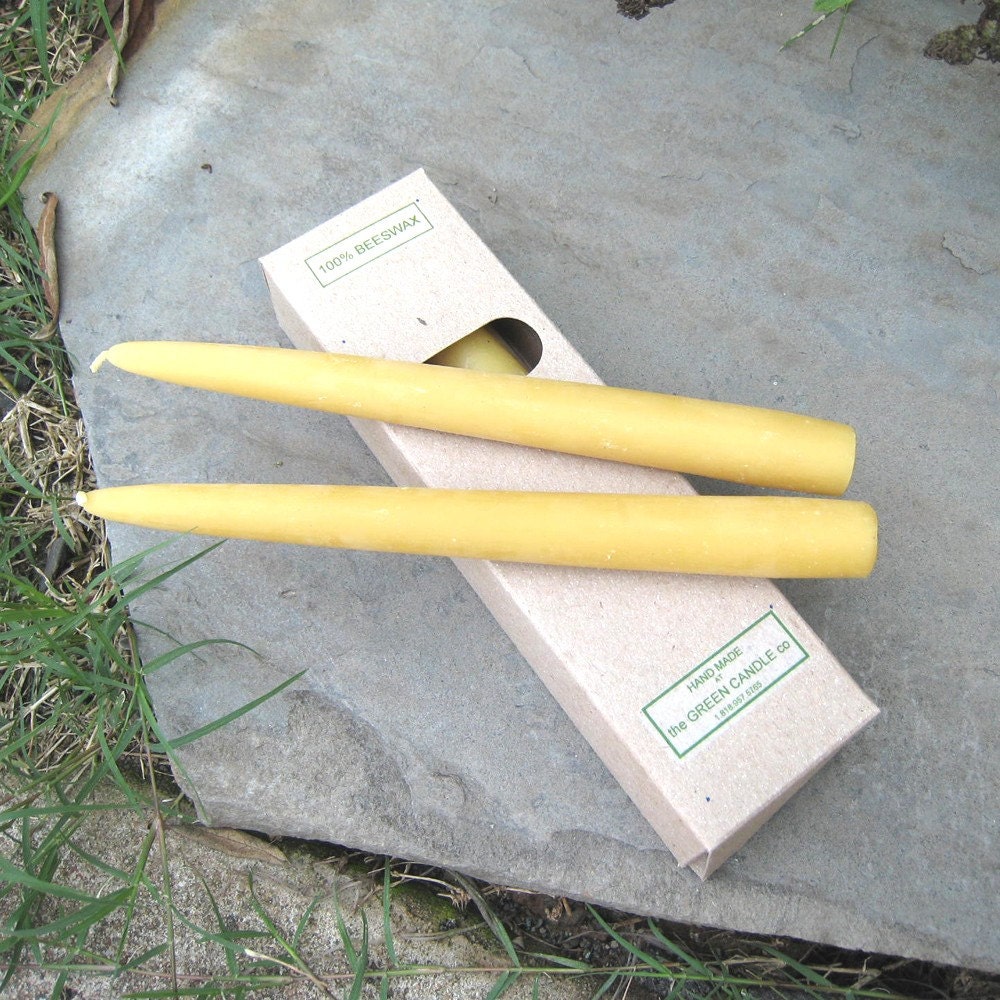 Beeswax Taper Candles, 8 inch.  TWO Boxes of Six Candles (12 candles total)