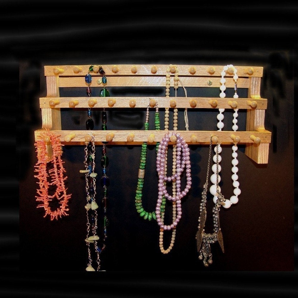 16" Inch Large Hanging Necklace Holder W/2 Inch Pegs