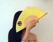 Crazy yellow. Hand-painted fan. W