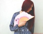 Hand-painted fan. Crazy Pink. A