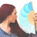 Turquoise bublles. Hand-painted fan. A